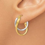 14 Karat Two Tone Double Swirl Hoop Earrings