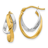 14 Karat Two Tone Double Swirl Hoop Earrings