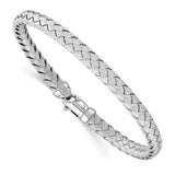 Sterling silver Rhodium-plated Weaved Silver Bangle