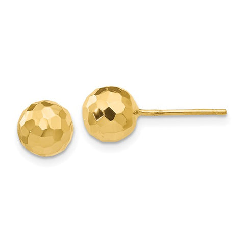 14 Karat Yellow Gold Faceted Ball Earrings