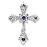 10 Karat White Gold Amethyst Fleur de Lis Cross