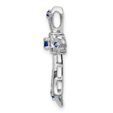 10 Karat White Gold Blue Sapphire Fleur de Lis Cross