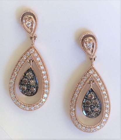 Party Wear Rose Gold Long Diamond Earrings, 18 Kt, Packaging Type: Box at  Rs 95000/pair in Mumbai