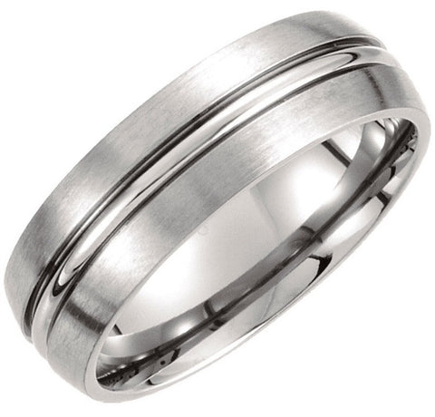 Titanium Grooved Gents Wedding Band