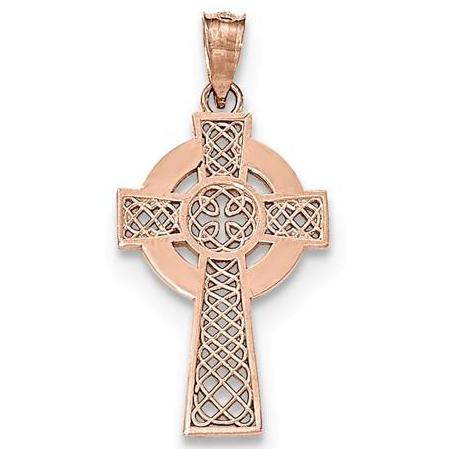 14K Rose Gold Celtic Ladies Cross