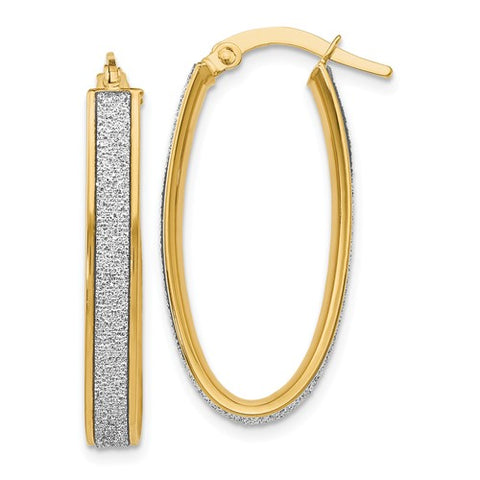 14K Yellow Gold Glimmer Oval Hoop