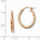 14 Karat Rose Gold Textured Oval Hoop Earrings