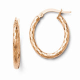 14 Karat Rose Gold Textured Oval Hoop Earrings