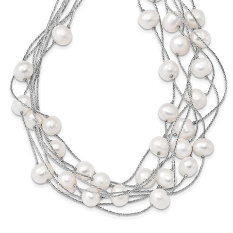 Multi Strand White Cultured Freshwater Pearl Necklace