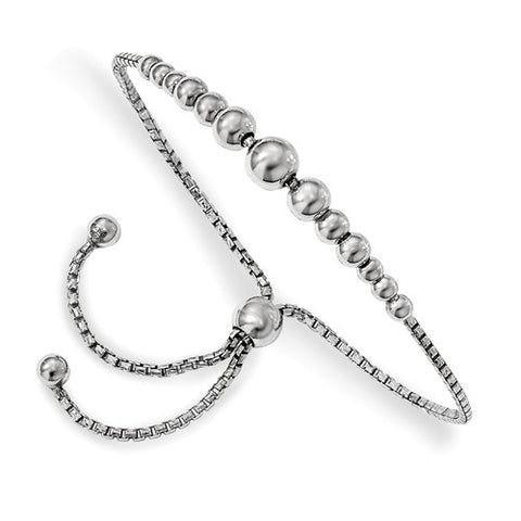 Sterling Silver Graduated Bead Adjustable Bracelet