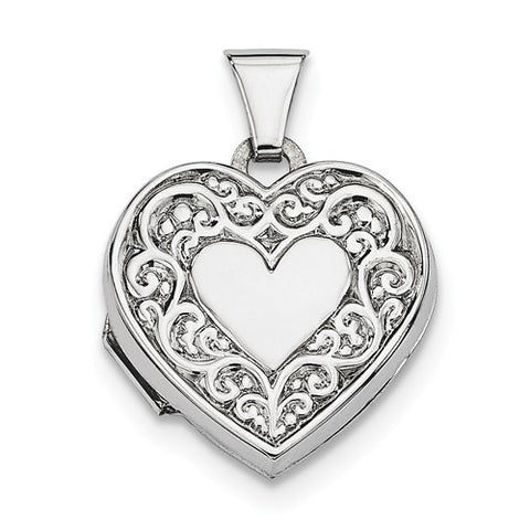 Sterling Silver Locket Pendant with Diamond Front