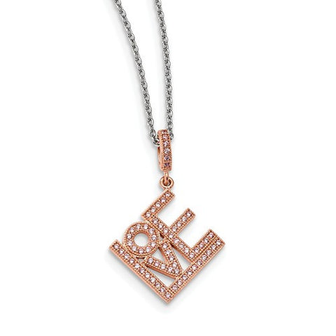 Love Necklace in Sterling Silver with Rose Gold Plate