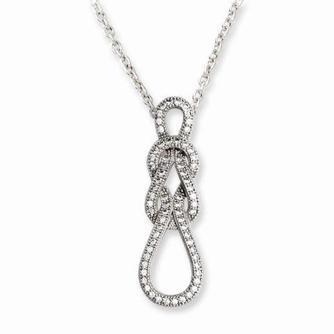 Elegant Sterling Silver CZ Knot Pendant Necklace