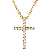 14 Karat White Gold Petite Diamond Cross & Chain