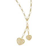 14K Yellow Gold Double Heart Drop Necklace