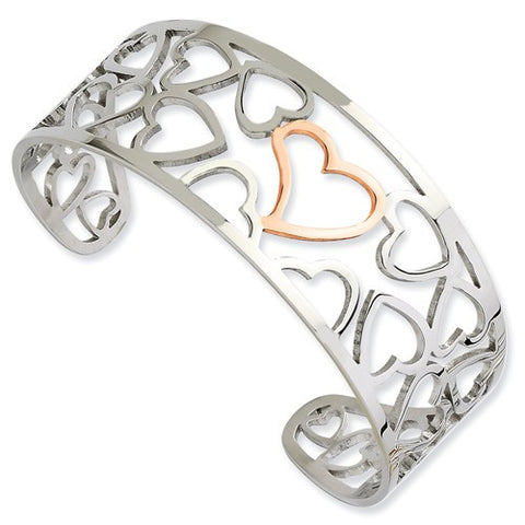 Stainless Steel Open Cut Heart Cuff Bangle Bracelet