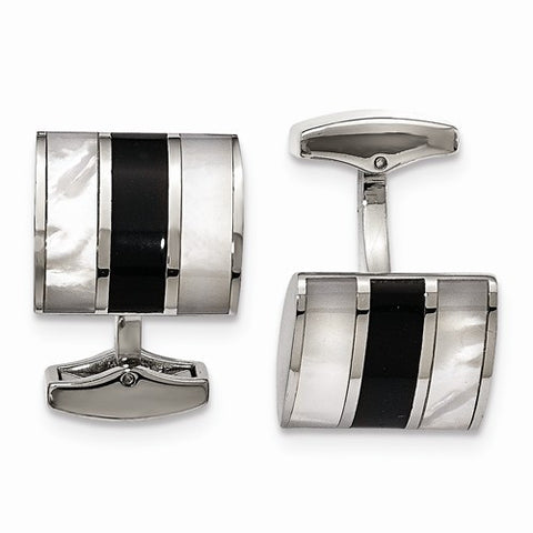 Stainless Steel Black Onyx & MOP Cuff Links