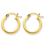 14 Karat Yellow Gold 2mm 3/4 inch Hoop Earrings