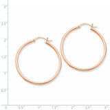14 Karat Rose Gold 2mm 1 3/8 inch Hoop Earrings