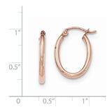 14 Karat Rose Gold 2mm Oval Hoop Earrings
