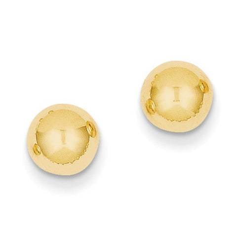 14 Karat Yellow Gold 7mm Ball Earrings