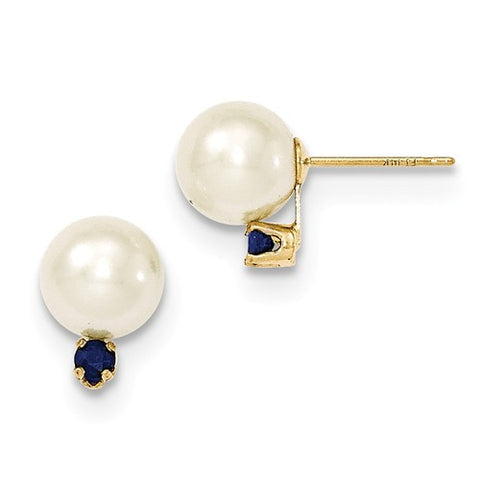 White Pearl & Sapphire Stud Earring