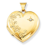 14K Yellow Gold Heart Shaped Diamond Locket