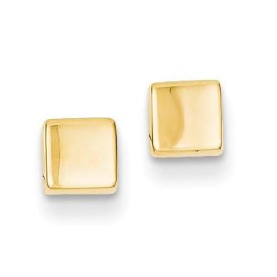 14 Karat Yellow Gold Square Button Earrings
