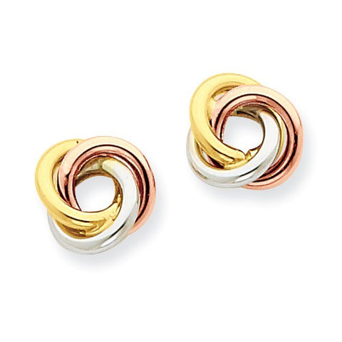 14 Karat Tri-Color Gold Knot Earrings